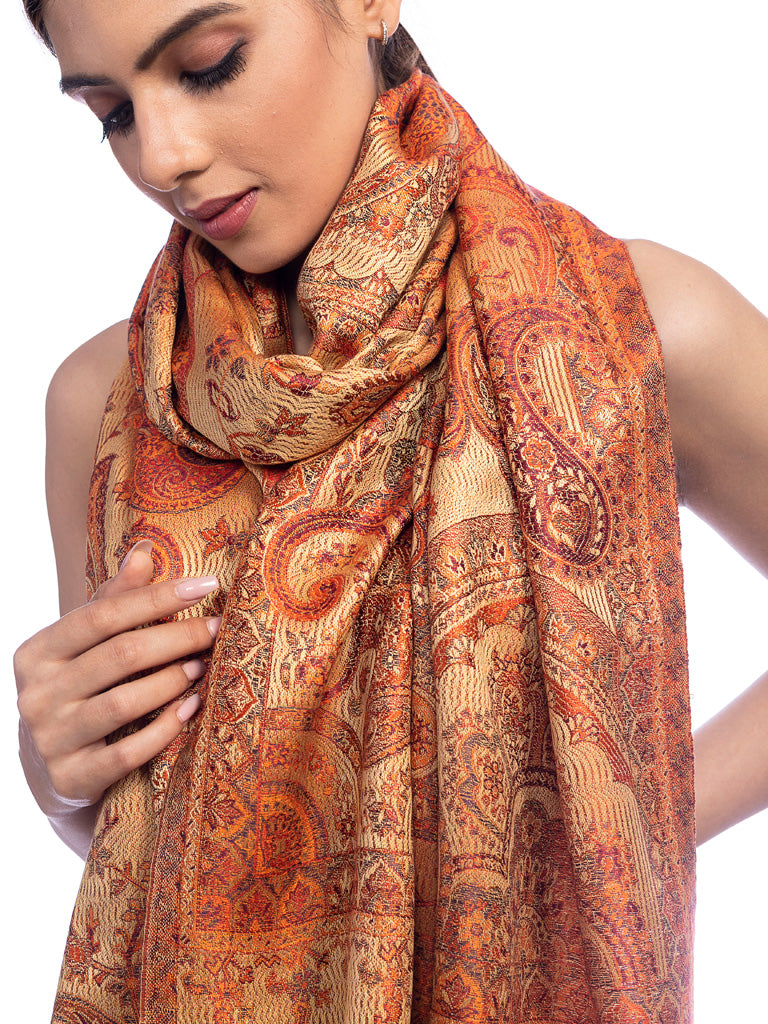 Silk Rust Orange Paisley