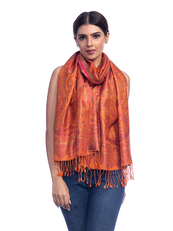 Silk Orange Pink Paisley