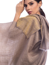 Natural and Gold Reversible Zari Pashmina