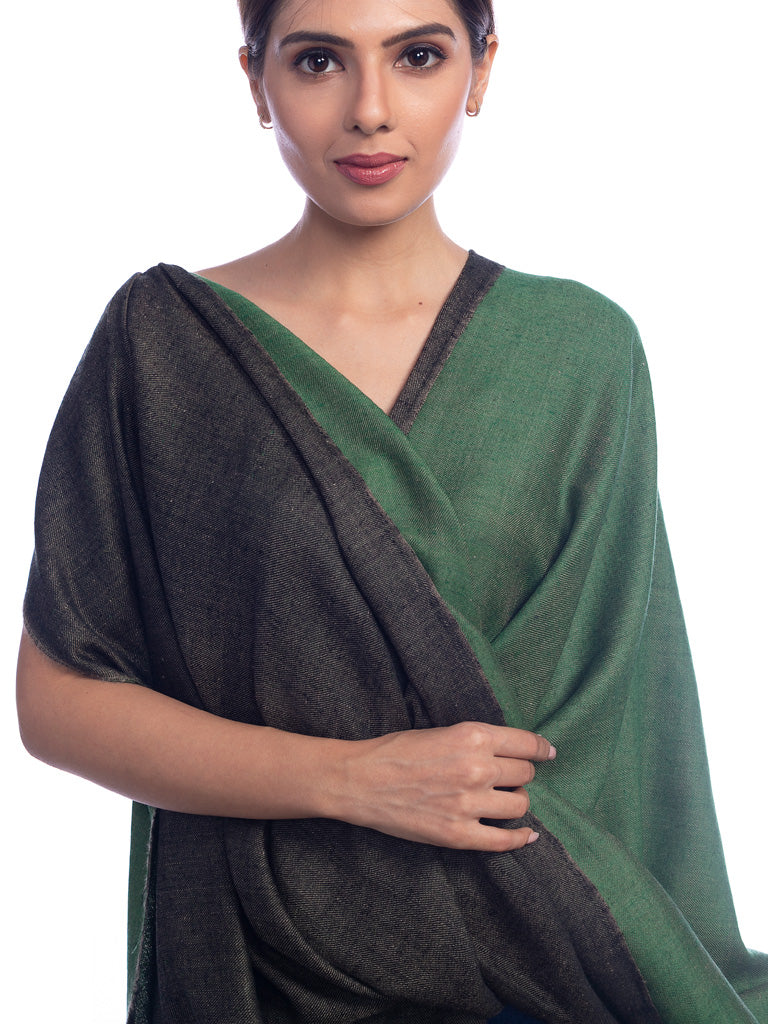 Bottle Green and Black Pashmina