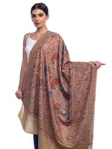 Natural Pashmina with Heavy Needlework